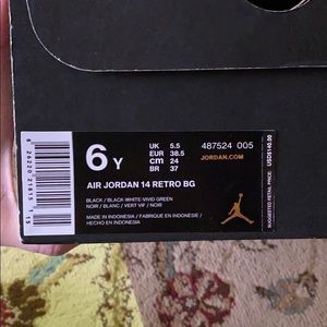 Used size 6 youth air Jordan 14 retro bg